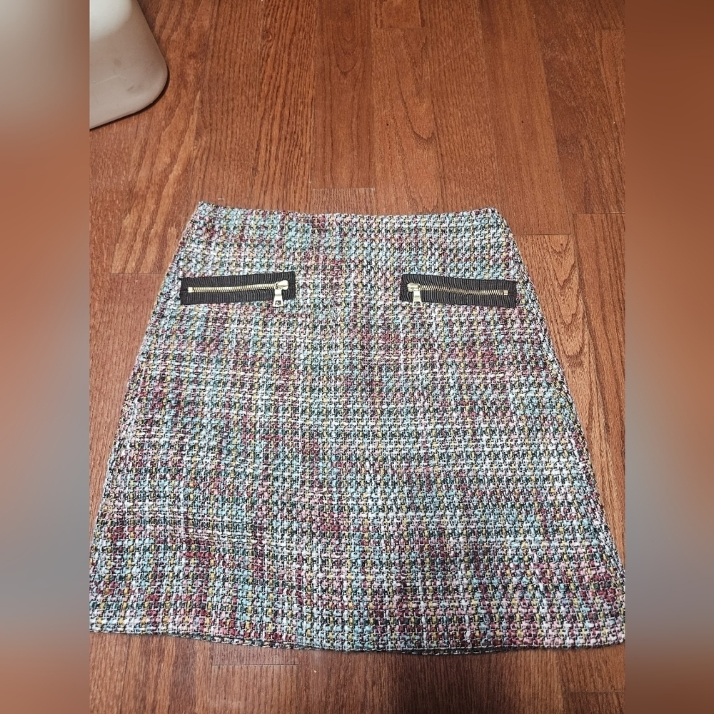 LOFT Black and White Mini Pencil Skirt